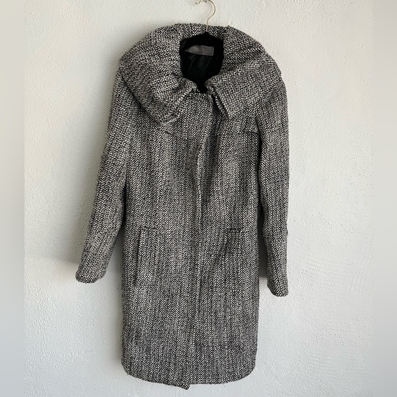 ZARA Woman Black/ White Wool Blended Long Coat, Size Small - Picture 1 of 10